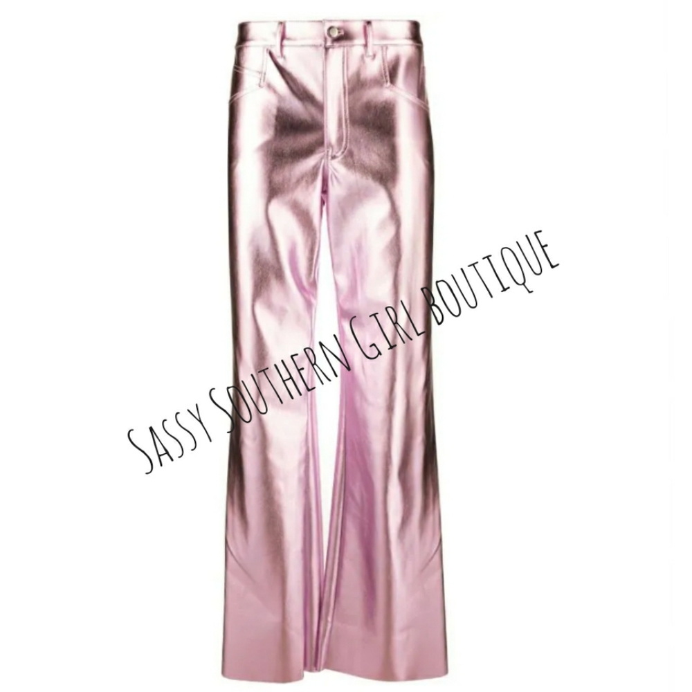 🆕⭐Pink metallic vegan leather pants - Picture 10 of 16